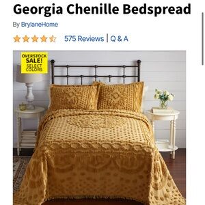 Gold chenille bedspread and 2 pillow sham (queen) set